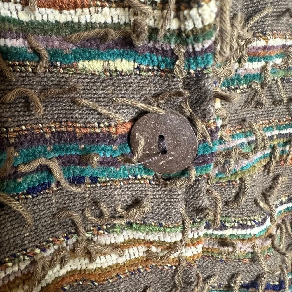 Vintage Life Style Boho Textured Woven Jacket Women’s Large | Brown Earth Tone - Picture 5 of 6